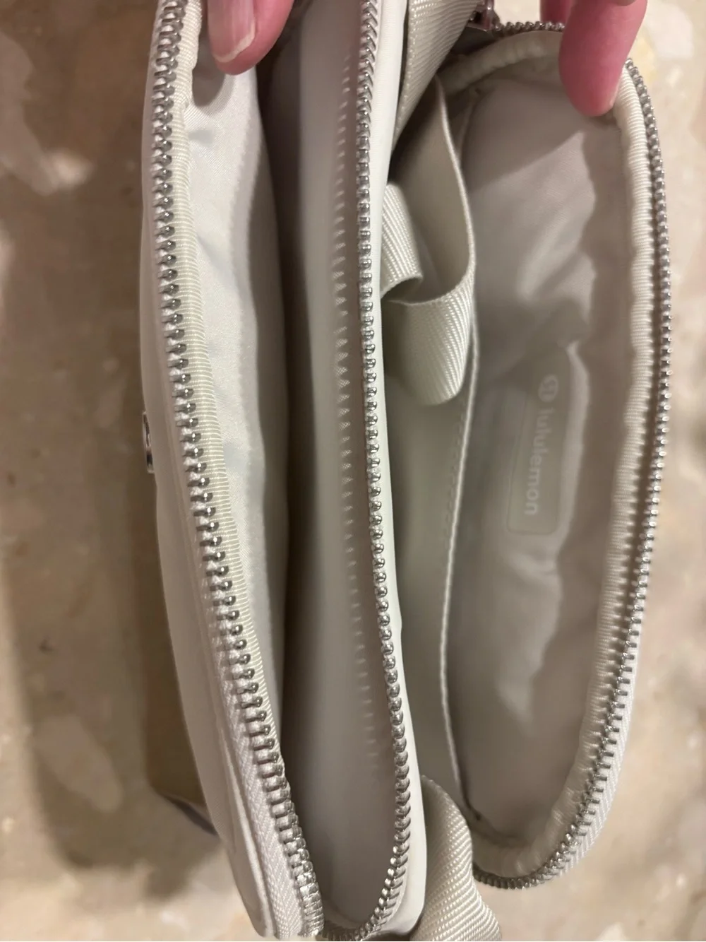 lululemon athletica Cream White Crossbody Double-Zip Bag